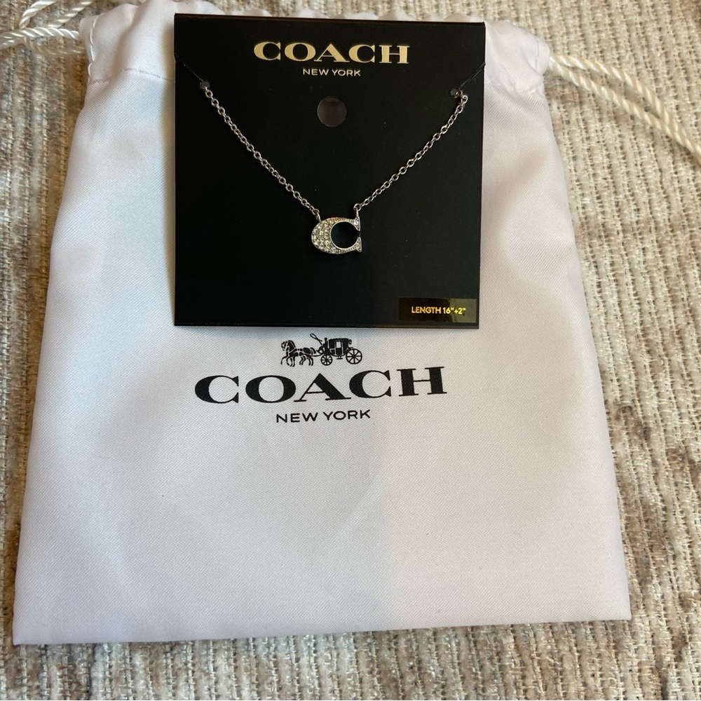 Coach Silver Chain with Sparkling C Pendant
